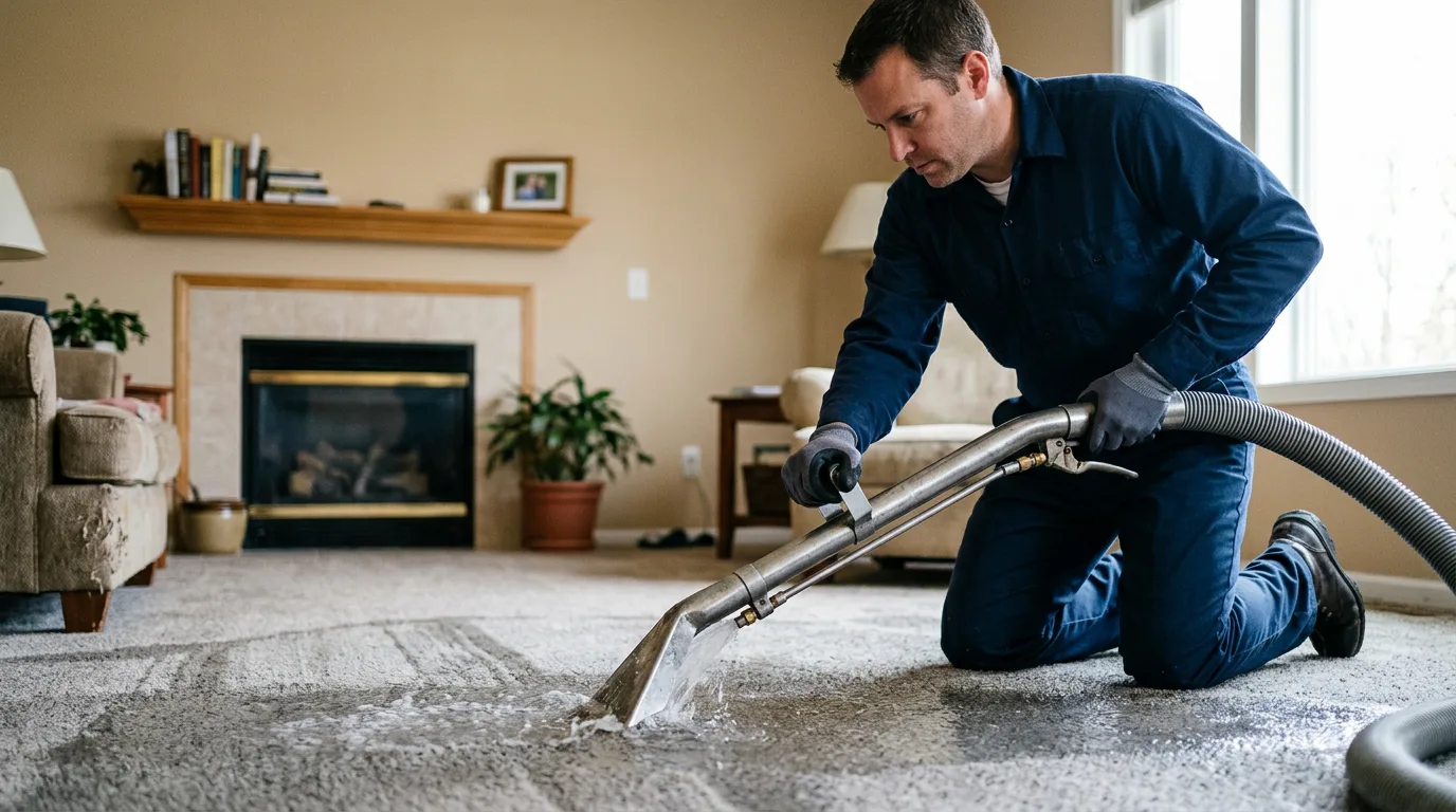 Water damage restoration technician working near Jeanerette, LA